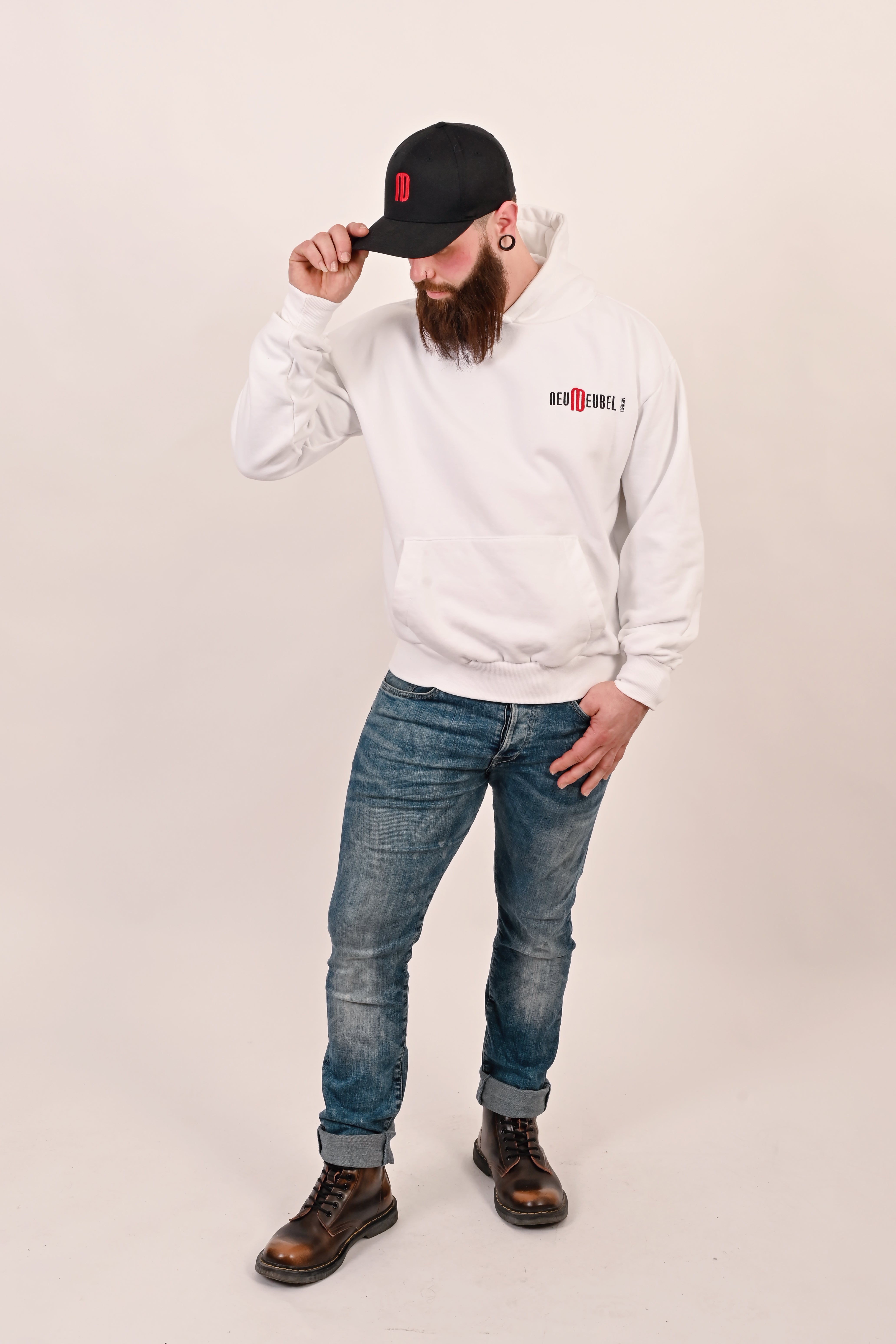 Hoodie Courage m. Logo Stickerei Kapuze White  * :)