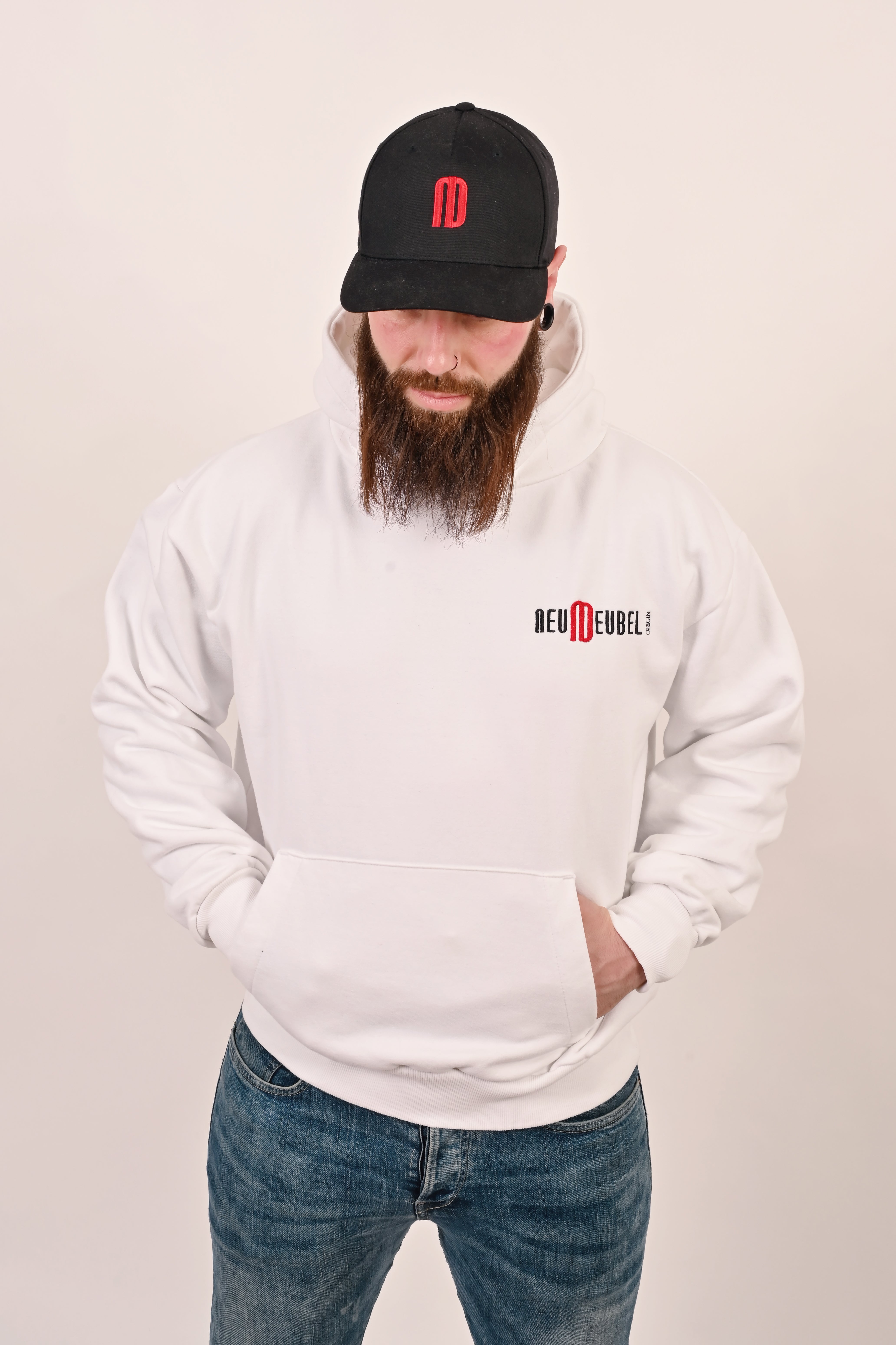 Hoodie Courage m. Logo Stickerei Kapuze White  * :)