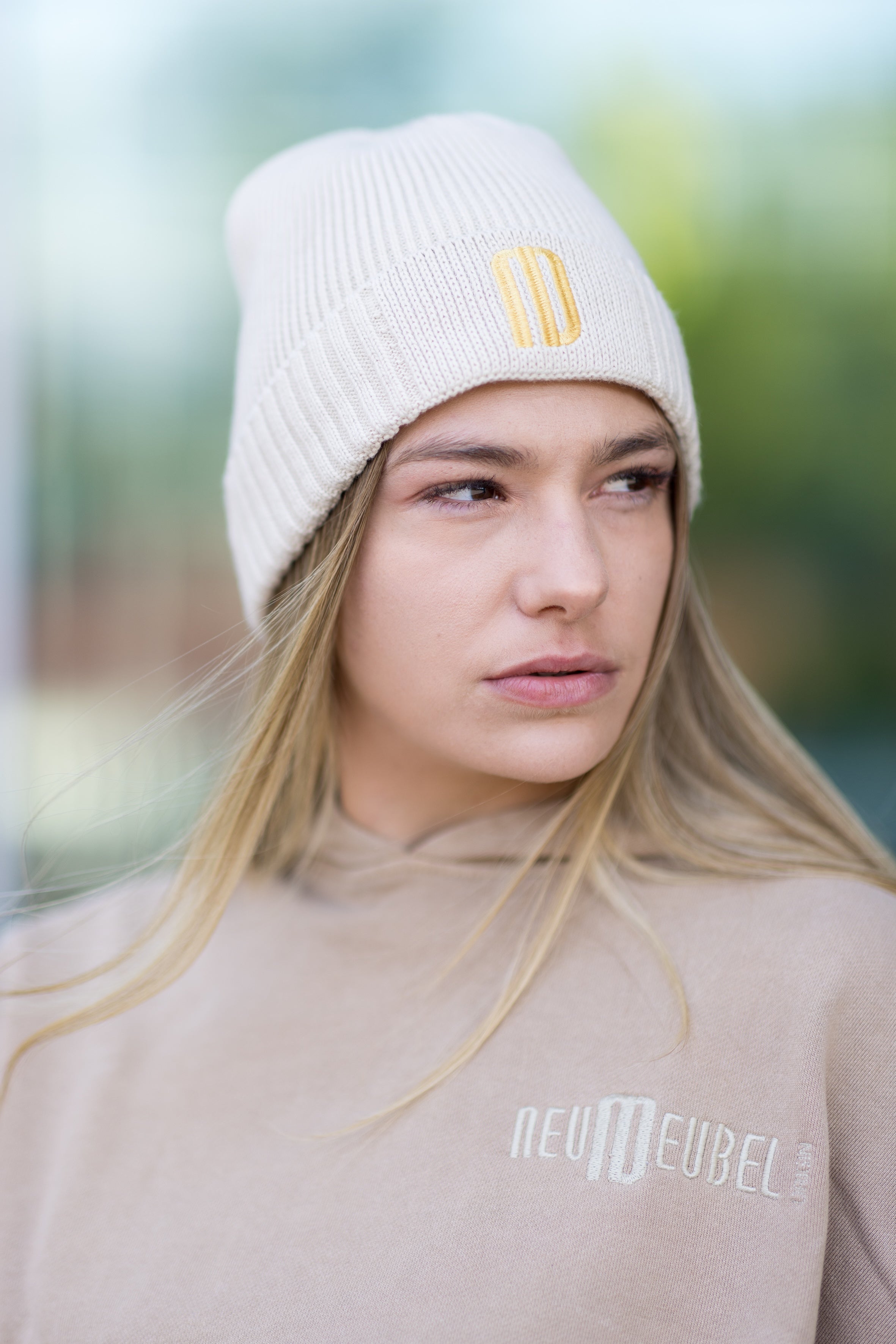 Beanie Stickerei Logo ND beige