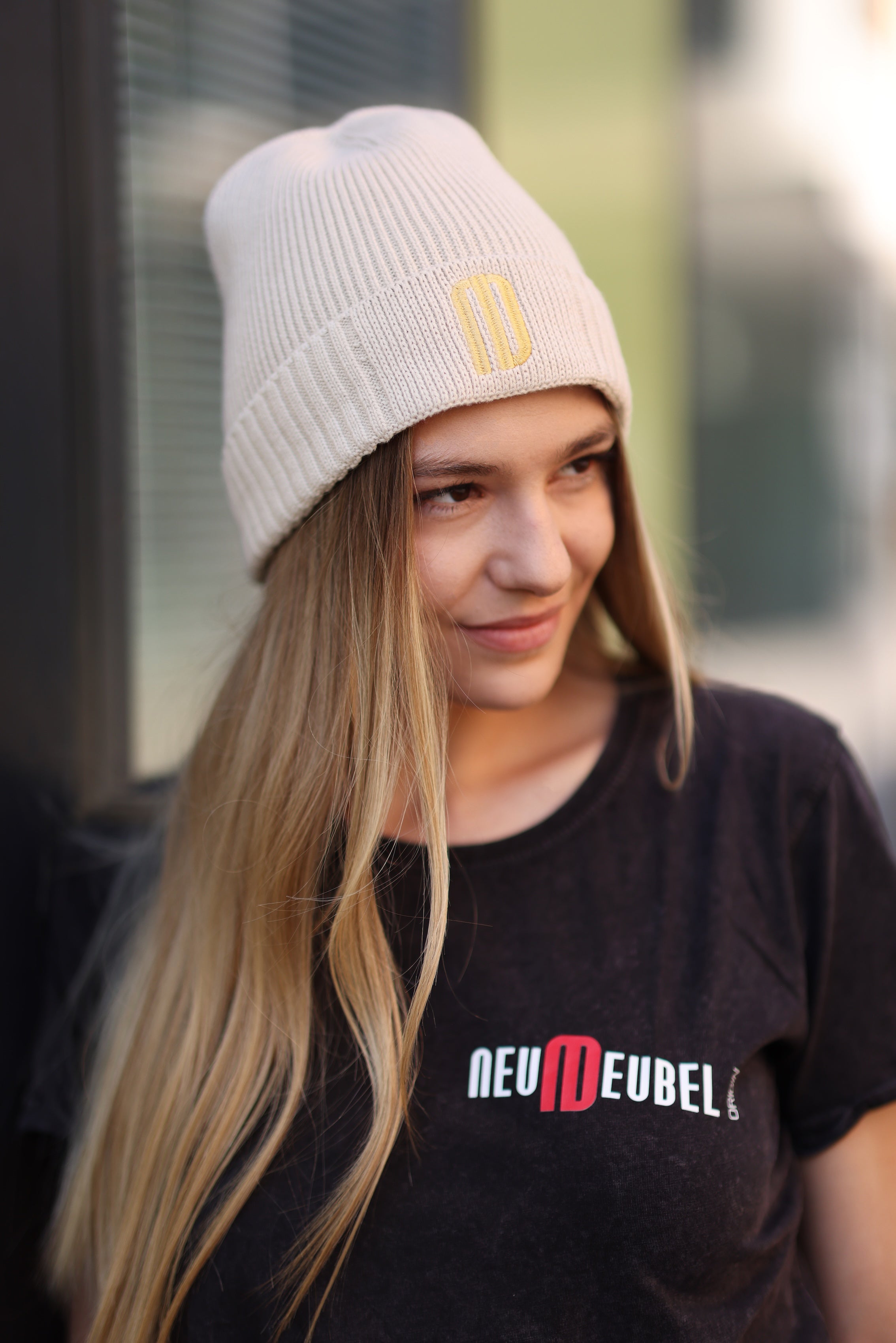 Beanie Stickerei Logo ND beige