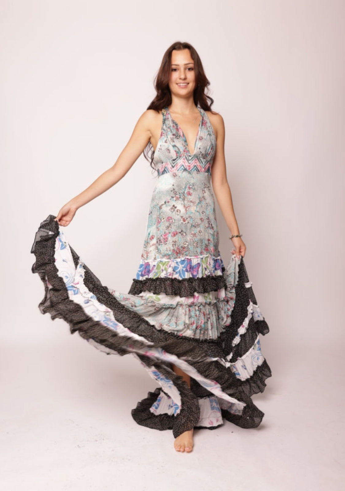 Hippie Dress Unikat Flower Butterfly Colour