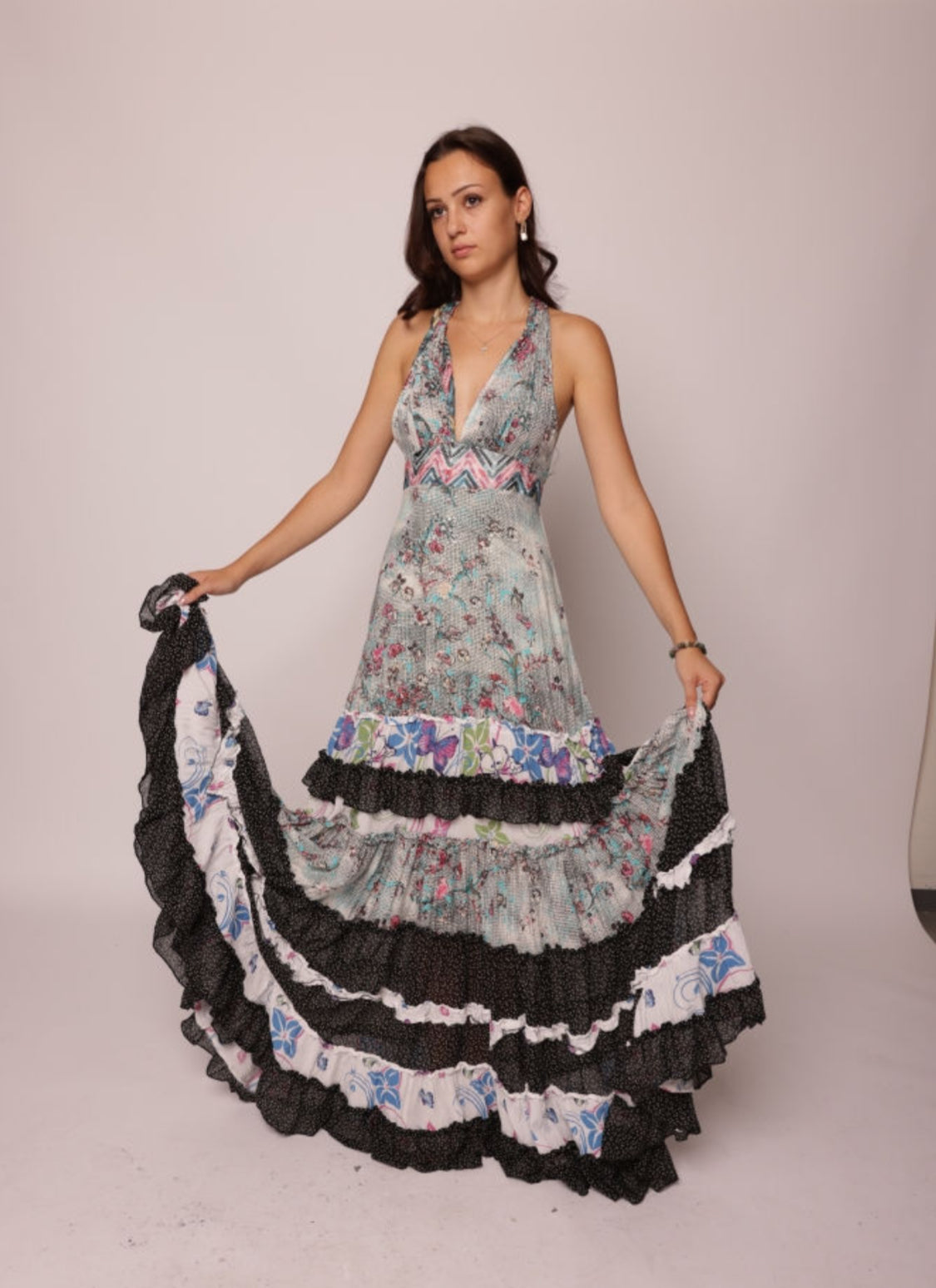 Hippie Dress Unikat Flower Butterfly Colour