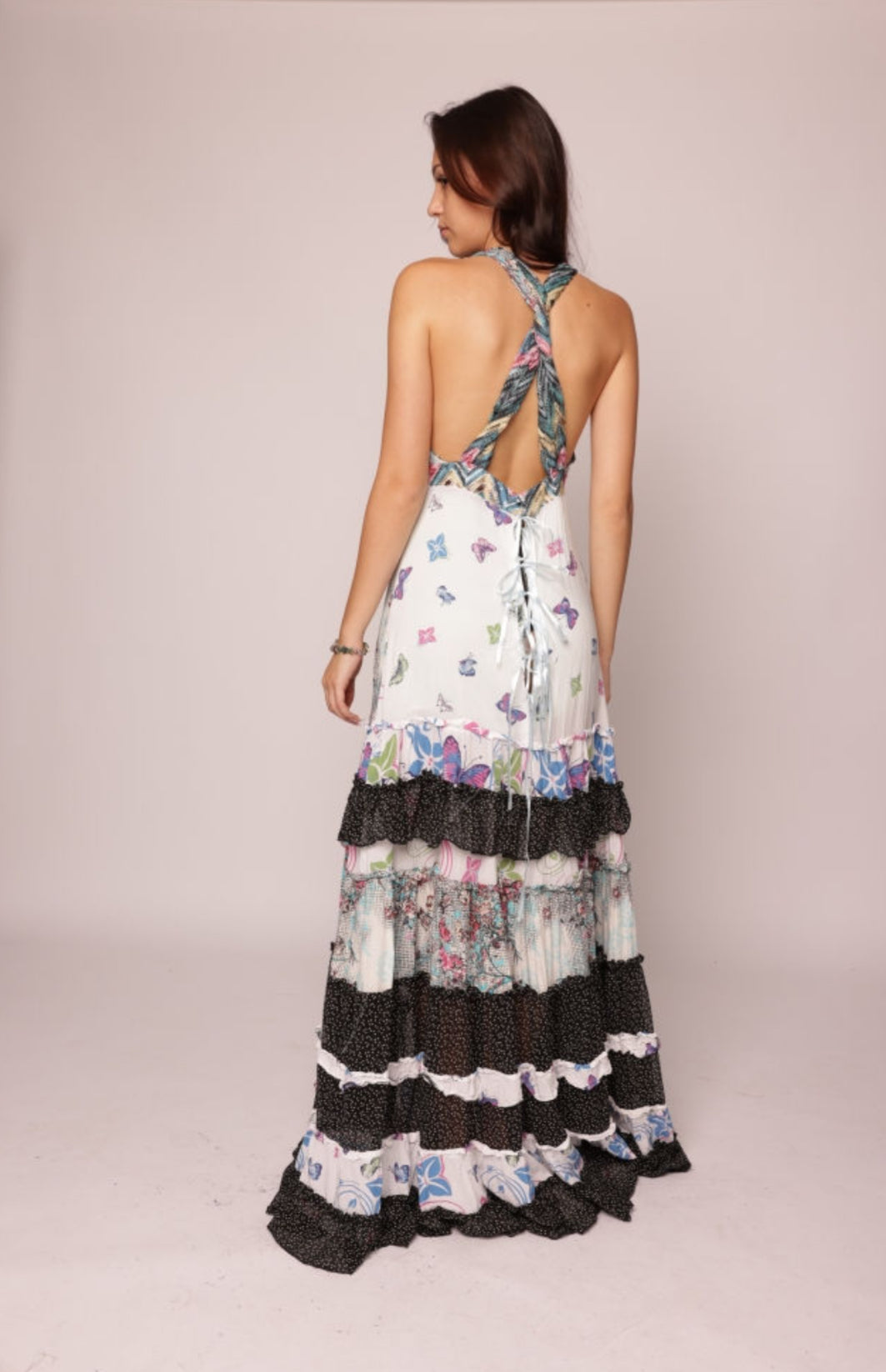 Hippie Dress Unikat Flower Butterfly Colour