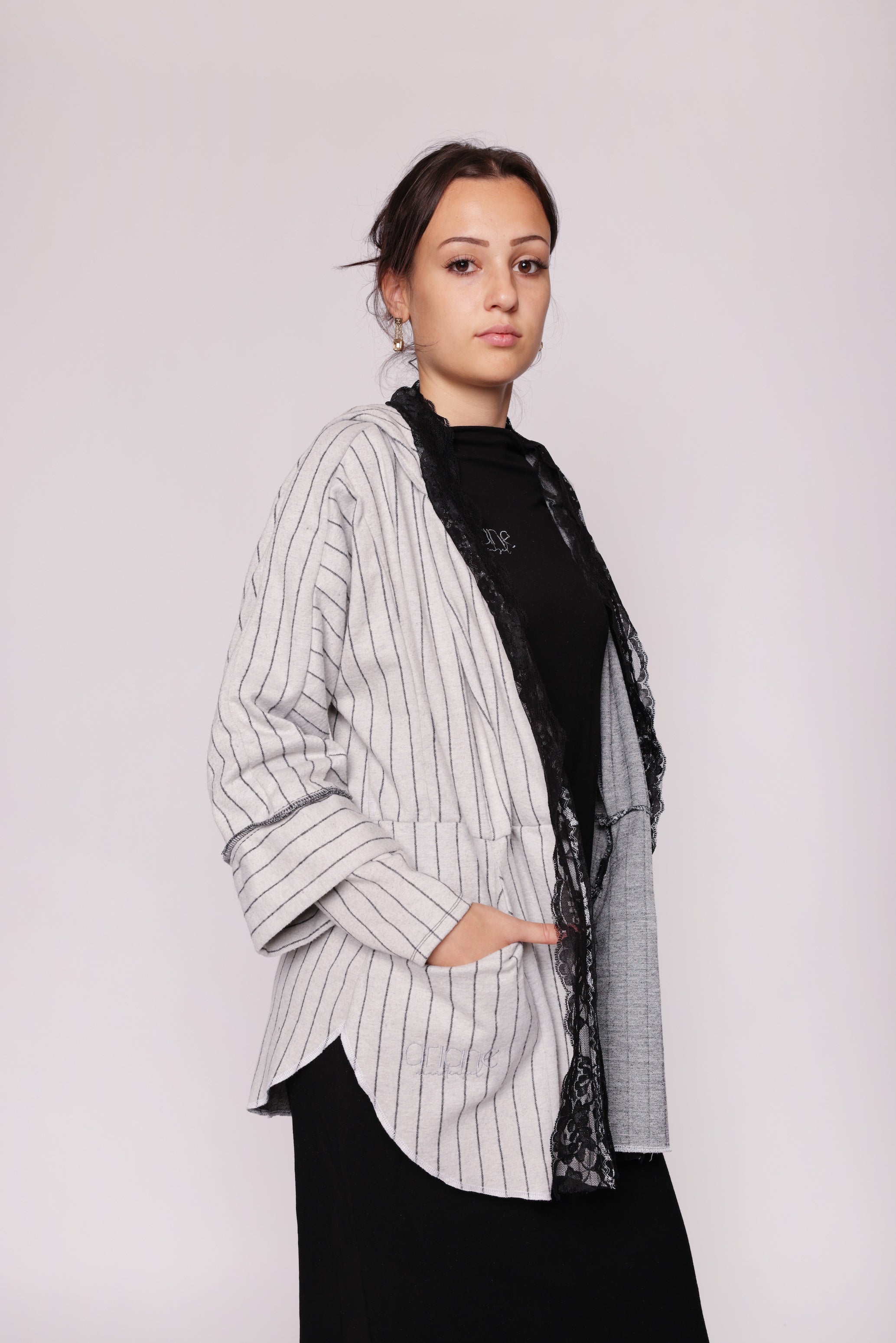 Boxer Jacket grey stripes oversize