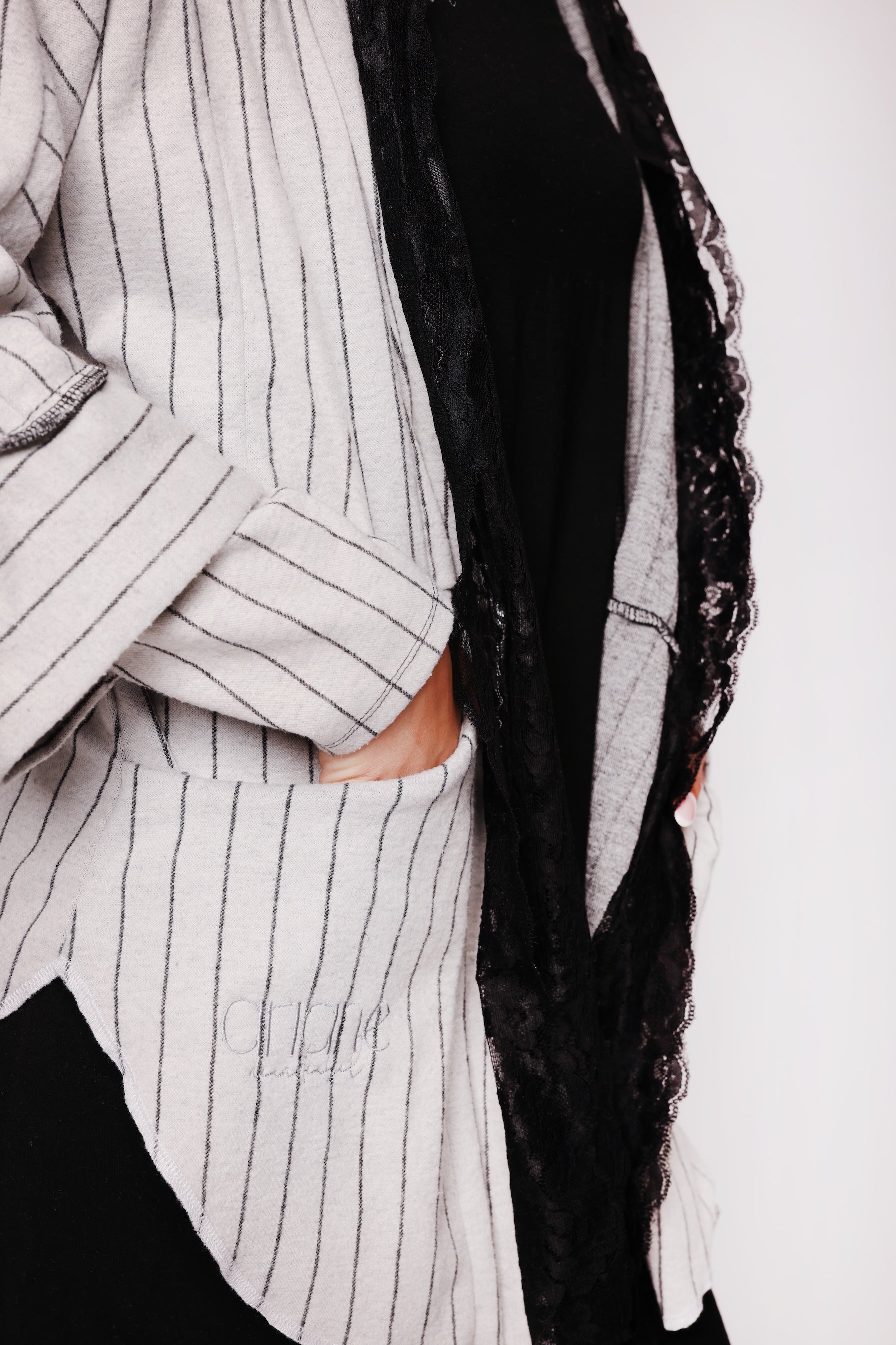 Boxer Jacket grey stripes oversize