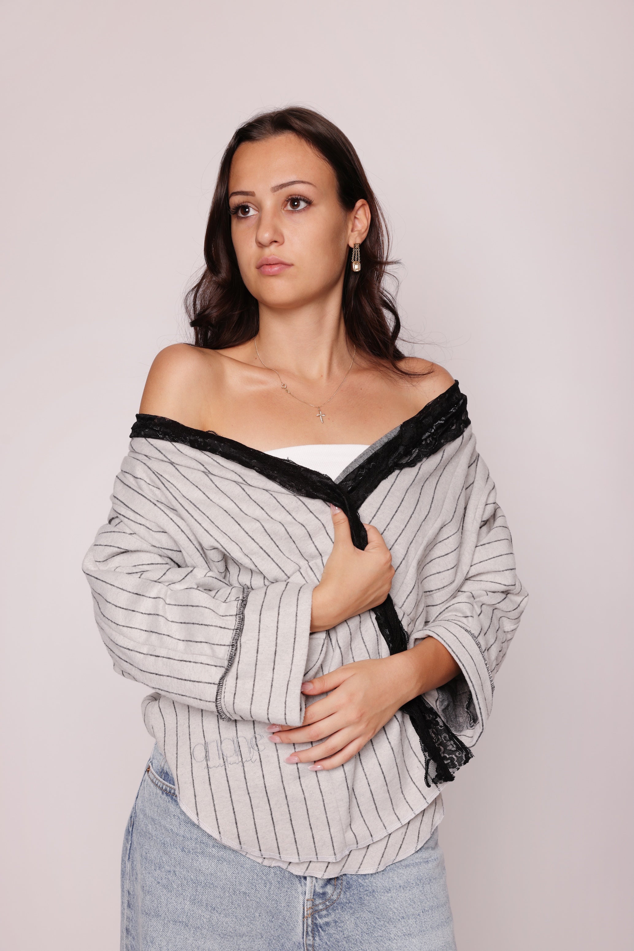 Boxer Jacket grey stripes oversize