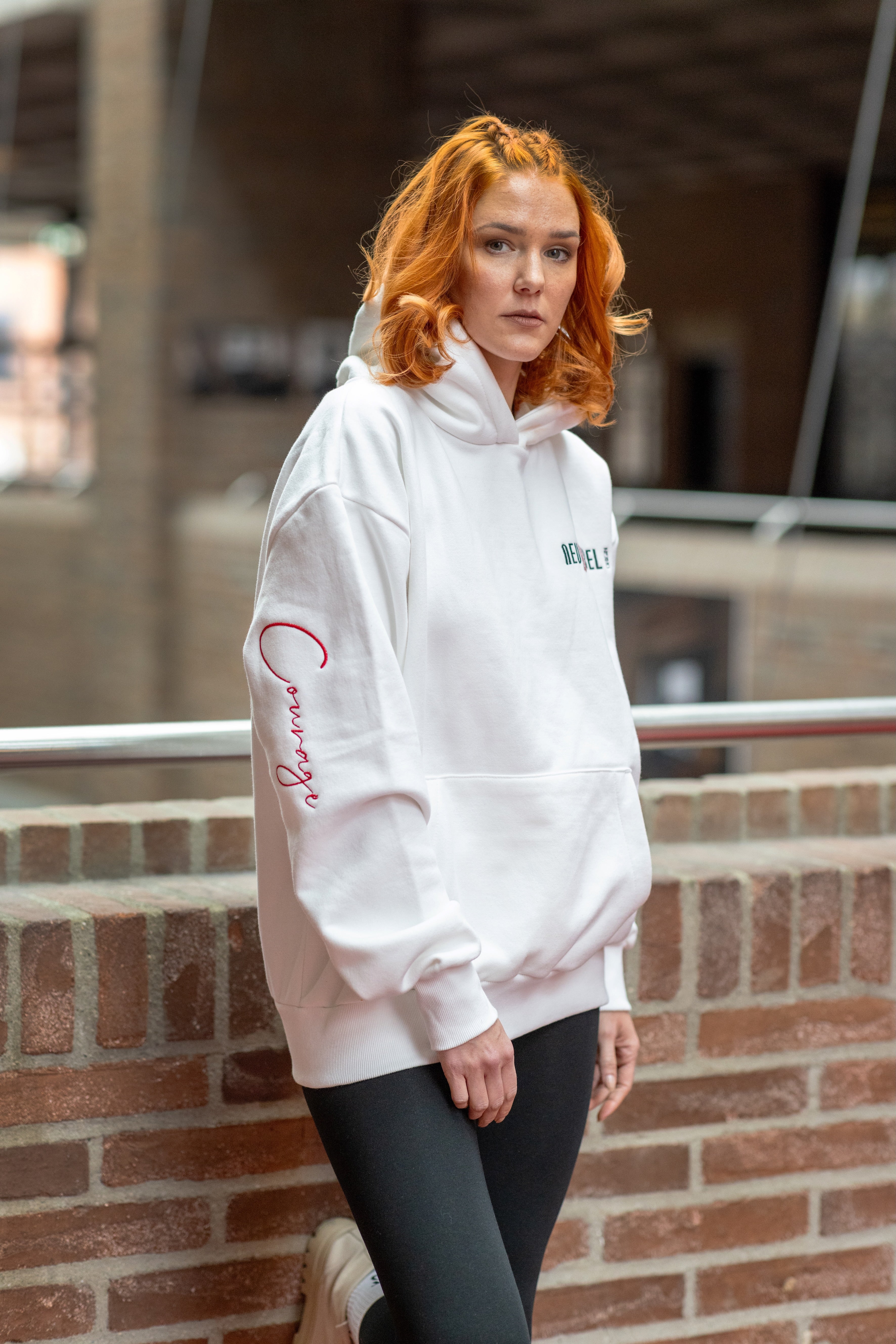Courage Hoodie women white red* ;)
