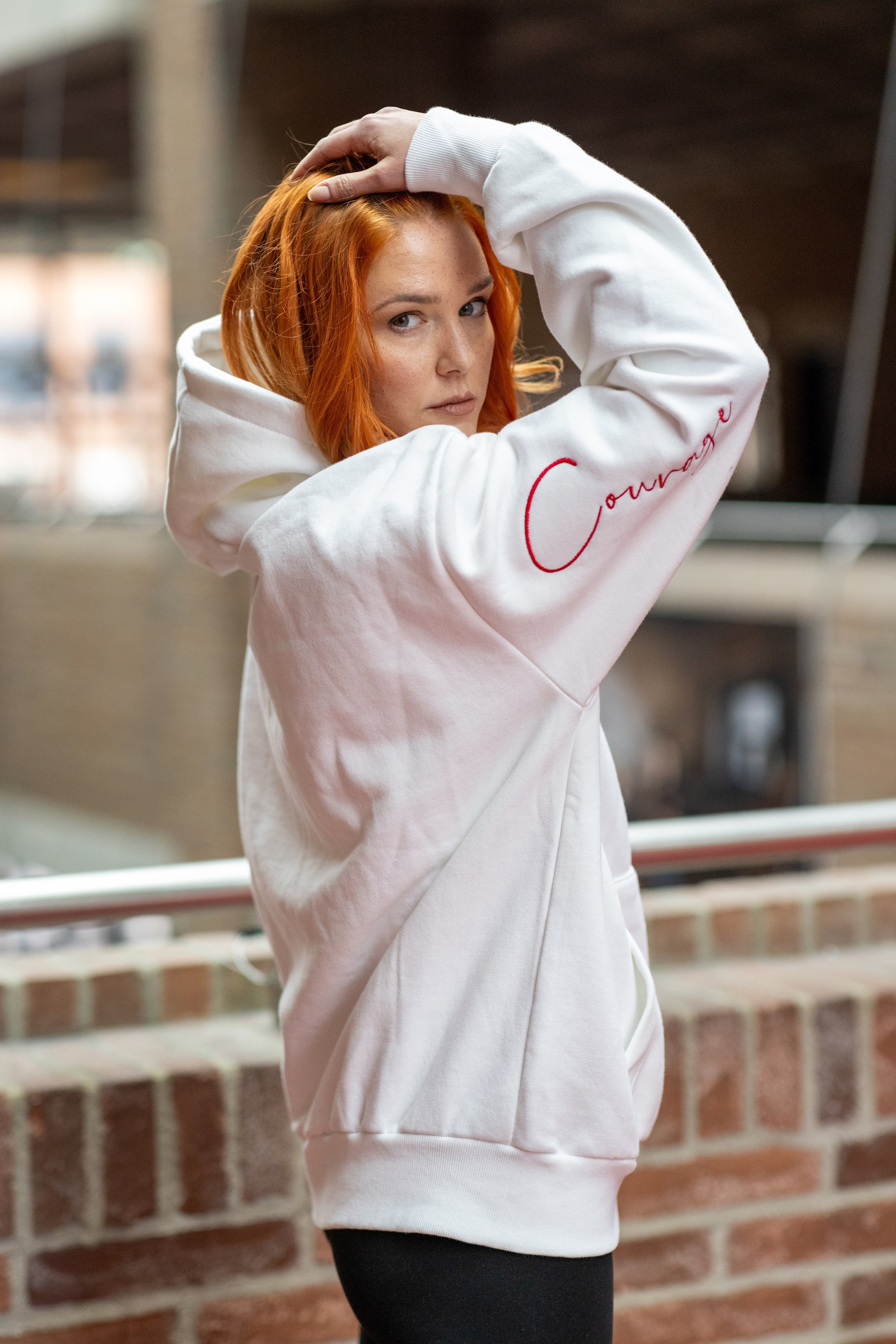Courage Hoodie women white red* ;)