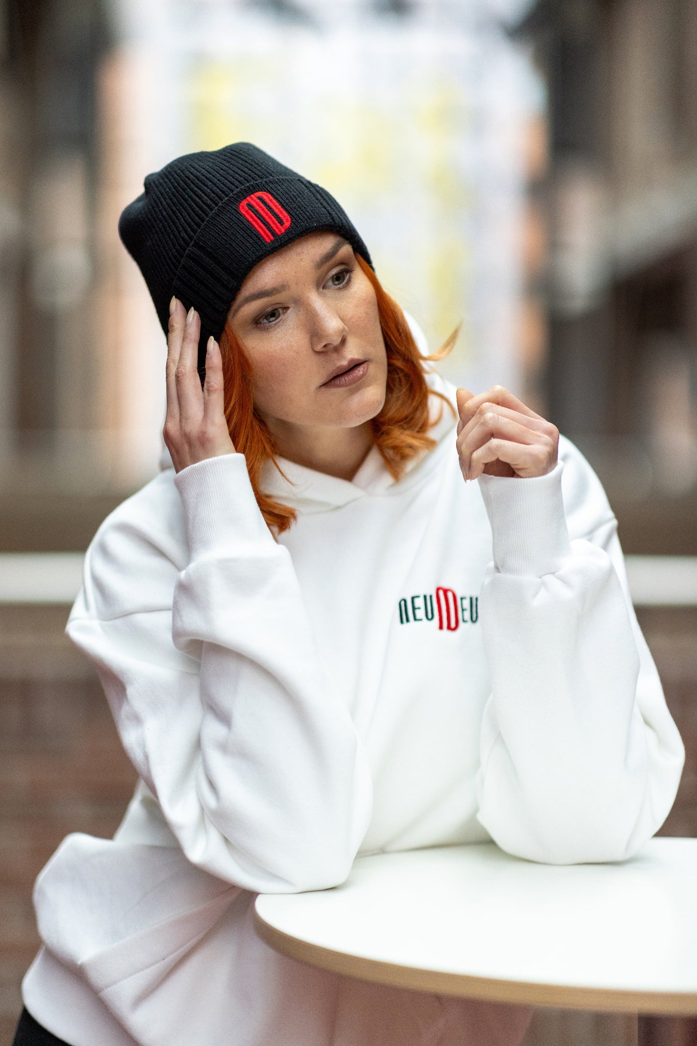 Beanie Stickerei Logo ND black red ND :)