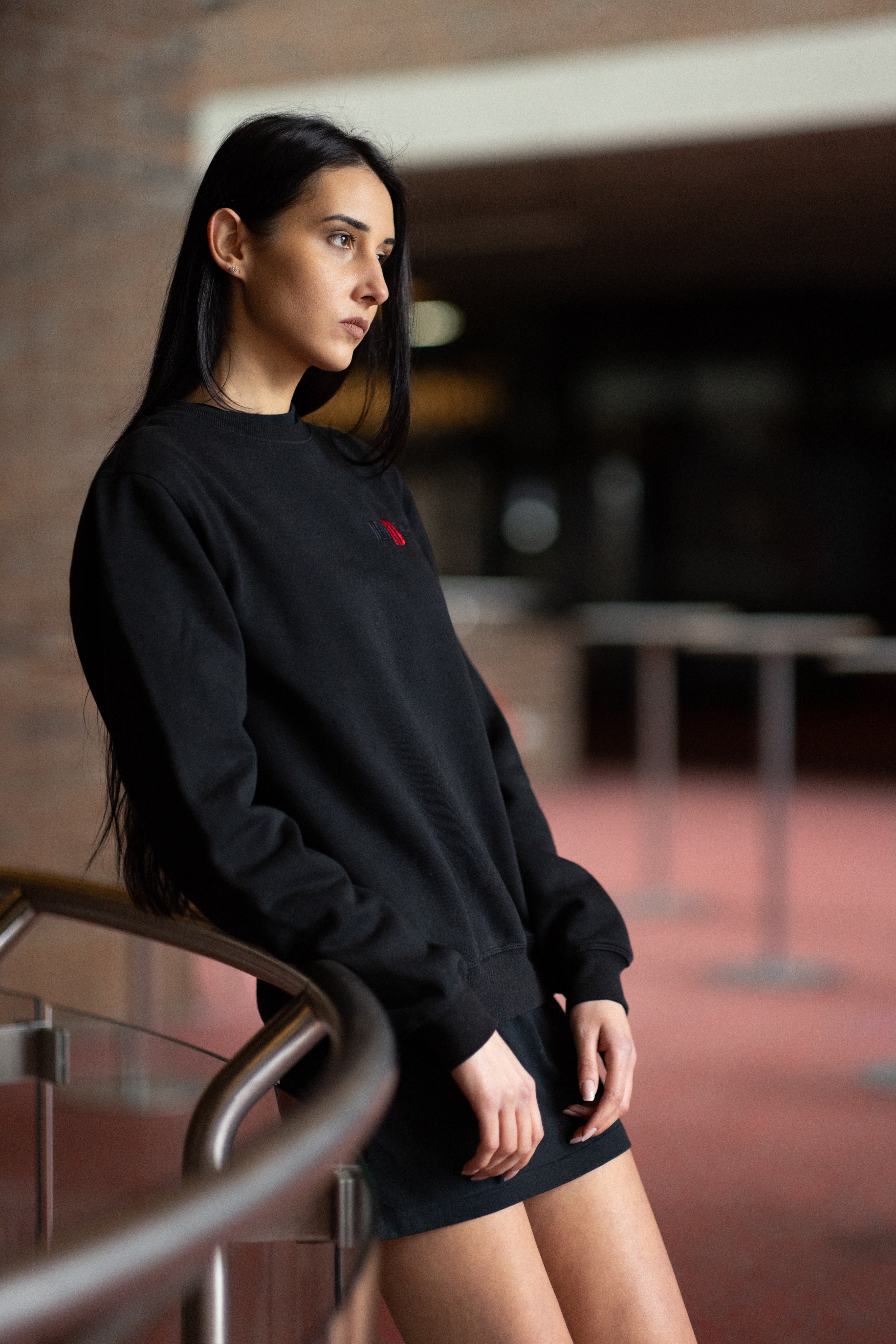 Sweater m. Embroidery Designs Courage ND Logo black :)