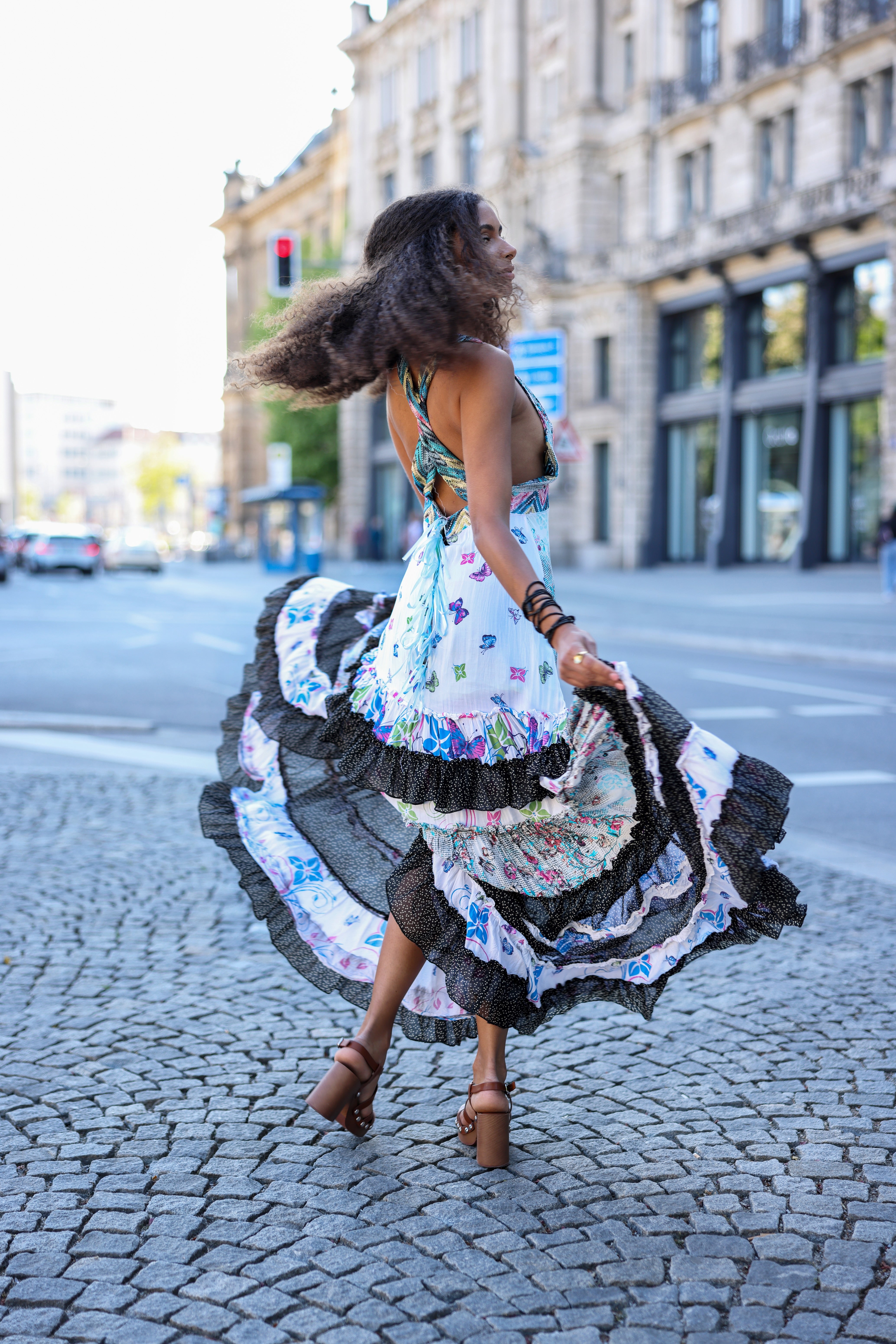 Hippie Dress Unikat Flower Butterfly Colour