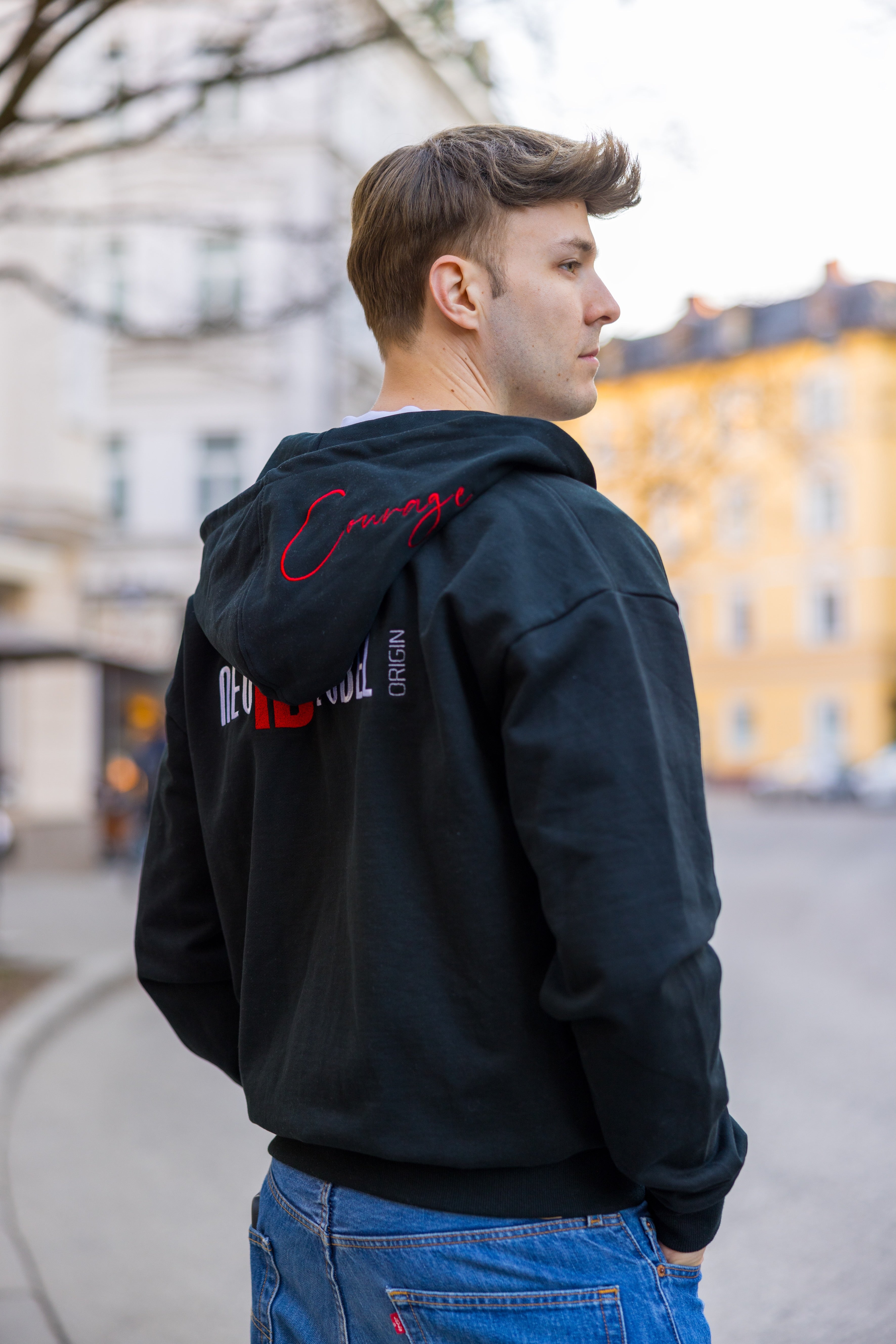 Zipper Jacke mit Logo Applikationen black * :)