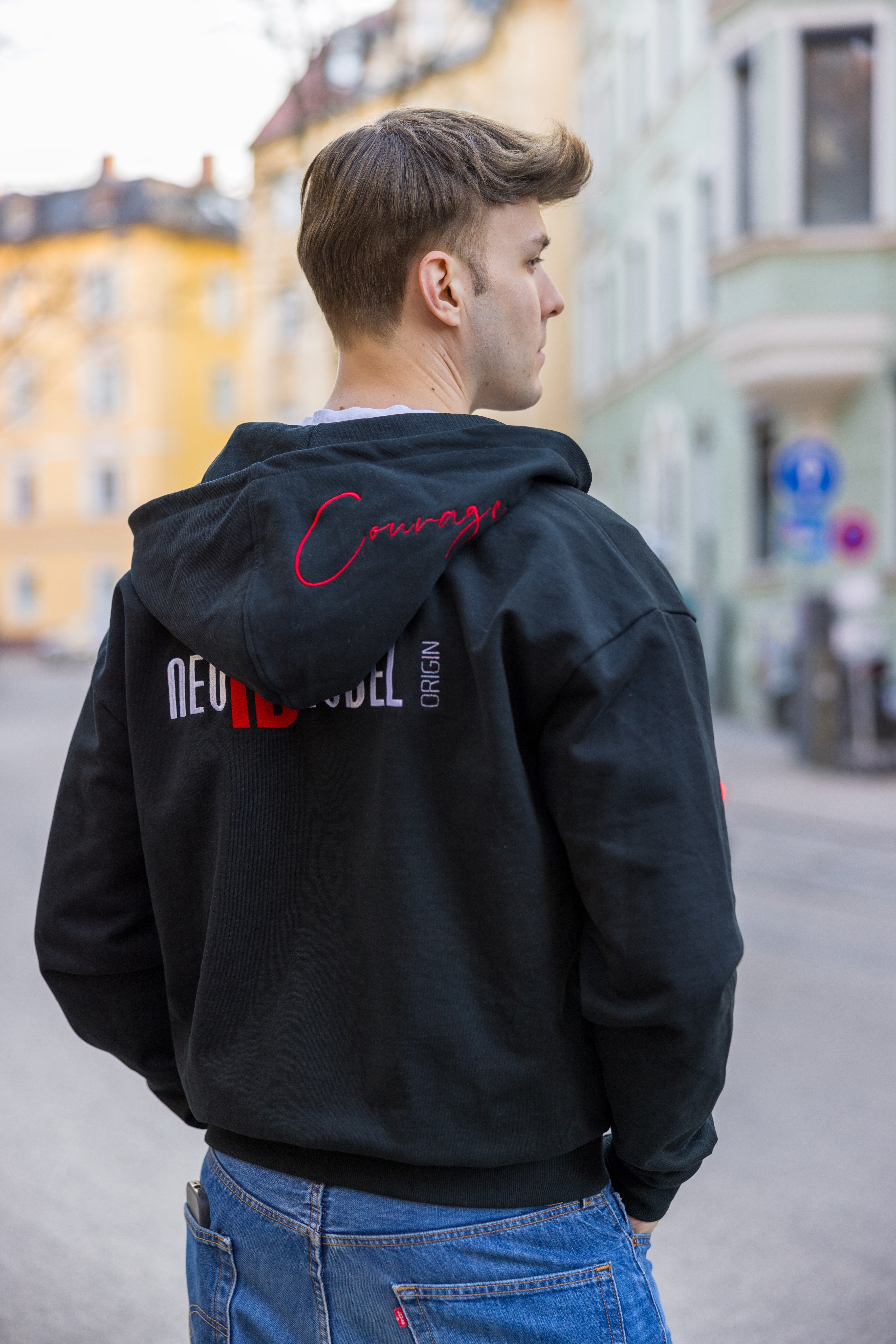 Zipper Jacke mit Logo Applikationen black * :)